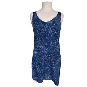Tommy Bahama Linen Blend Floral Blue Knee Sleeveless Shift Dress Medium Vaca